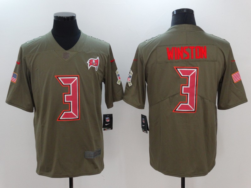 Men Tampa Bay Buccaneers #3 Winston Nike Olive Salute To Service Limited NFL Jerseys->tampa bay buccaneers->NFL Jersey